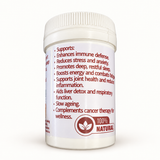 Alternate view of the Reishi capsule bottle’s side label showing printed product claims