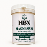 HBN Magnesium Malate capsules — front bottle label
