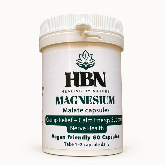 HBN Magnesium Malate capsules — front bottle label