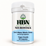 Healing by Nature NeuroStack bottle with 60 vegan capsules and blue front label.